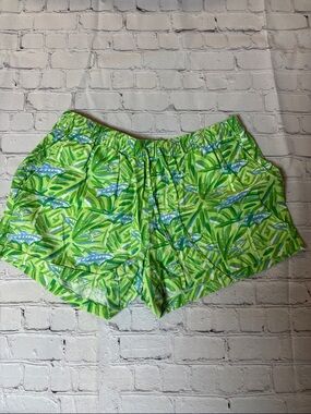 Vineyard Vines Lime Green & Blue Tropical Print Athletic Shorts (0007)